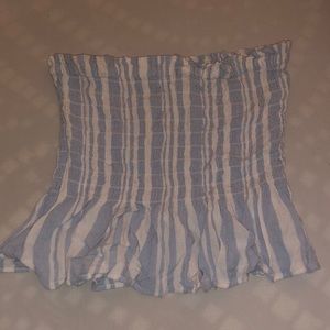 Strapless blue and white top